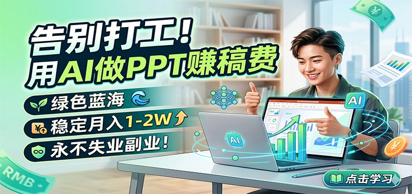 告别打工！用AI做PPT赚稿费，绿色蓝海，稳定月入1-2W，永不失业副业！-lanti云网创