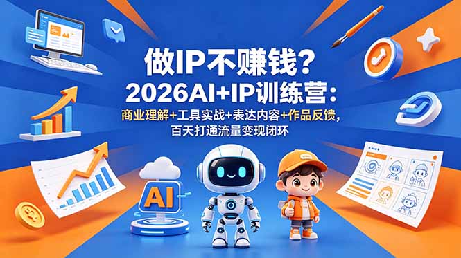 做IP不赚钱？2026AI+IP训练营：商业理解+工具实战+表达内容+作品反馈，百天打通流量变现闭环-lanti云网创