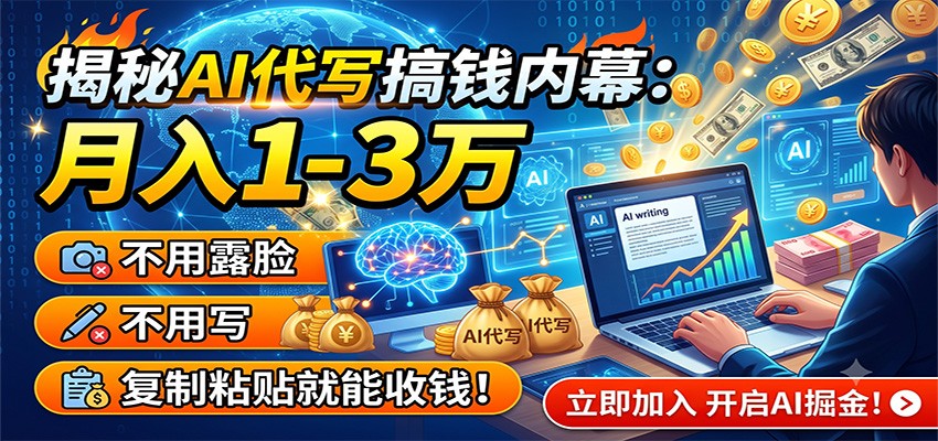 揭秘AI代写搞钱内幕：月入1-3万，不用露脸不用写，复制粘贴就能收钱！ - LanTi云网创-lanti云网创
