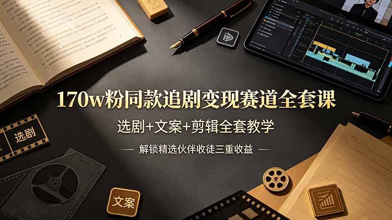 170w粉博主同款追剧变现赛道全套课,选剧+文案+剪辑全套教学,解锁精选伙伴收徒三重收益 1 c8defb982bfccd67d88fa0f914f95614