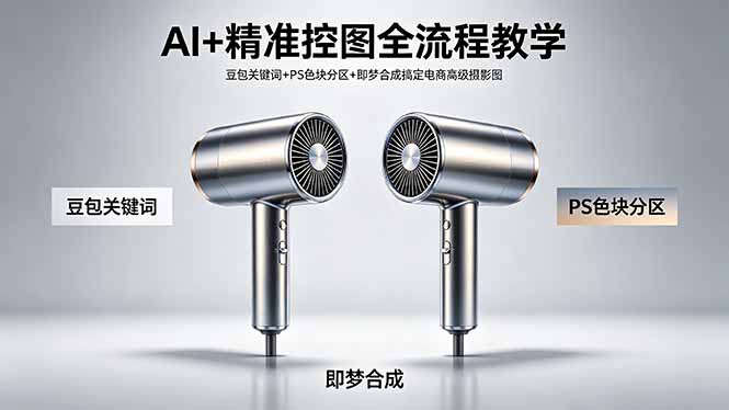 AI+精准控图全流程教学 豆包关键词+PS色块分区+即梦合成搞定电商高级摄影图-lanti云网创