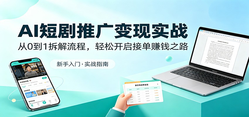AI短剧推广变现实战：从0到1拆解流程，轻松开启接单赚钱之路-lanti云网创
