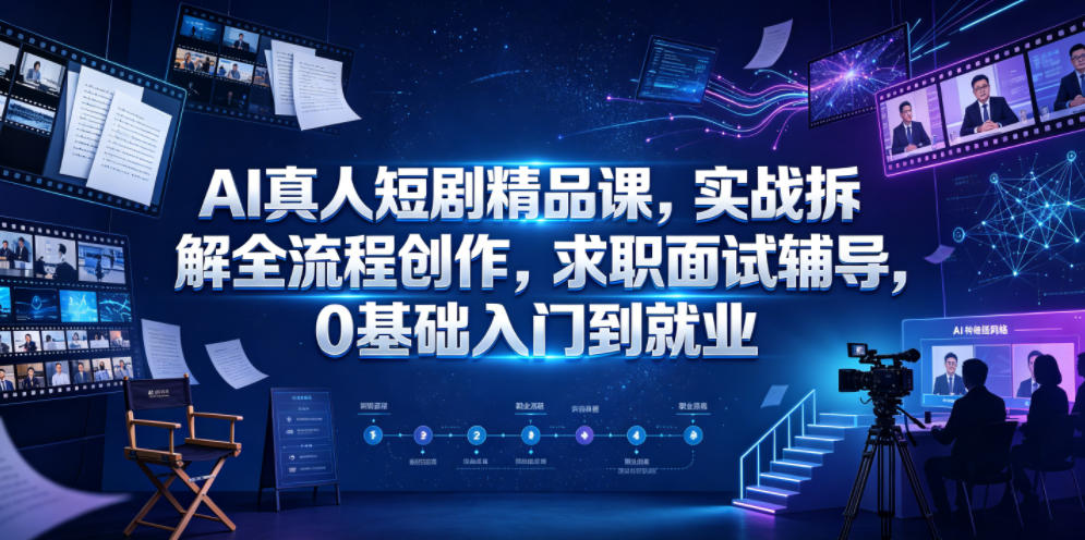 AI真人短剧精品课,实战拆解全流程创作,求职面试辅导,0基础入门到就业 1 AI真人短剧精品课,实战拆解全流程创作,求职面试辅导,0基础入门到就业