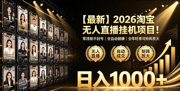 2026淘宝无人直播挂播项目！零违规不封号，全自动躺賺，全年旺季可矩阵放大，日入1000+【揭秘】 - LanTi云网创-lanti云网创