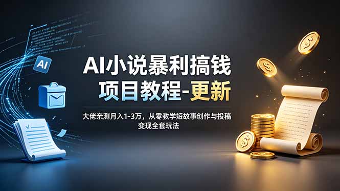 AI小说暴利搞钱项目教程-更新,大佬亲测月入1-3万,从零教学短故事创作与投稿变现全套玩法 1 d2b1fcfd0a8464453e08d8ae2273bb93