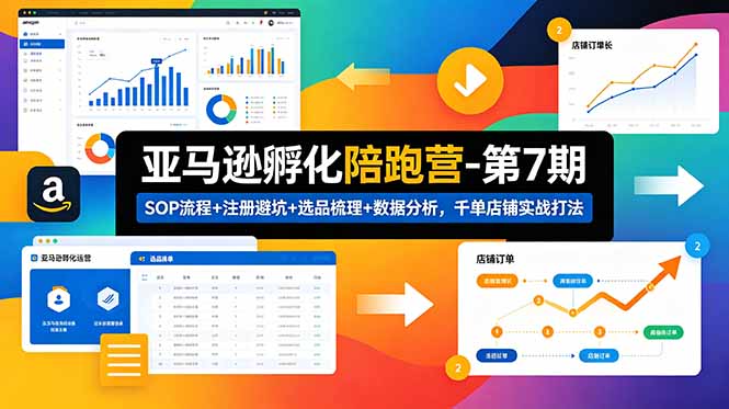 亚马逊孵化陪跑营-第7期:SOP流程+注册避坑+选品梳理+数据分析,千单店铺实战打法-lanti云网创