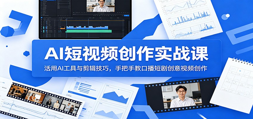 AI短视频创作实战课：活用AI工具与剪辑技巧，手把手教口播短剧创意视频创作-lanti云网创