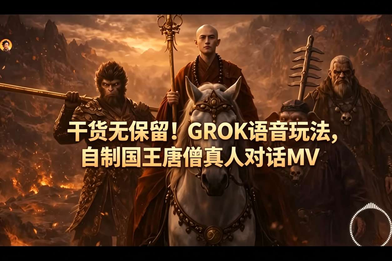 干货无保留！GROK语音玩法，自制国王唐僧真人对话MV-lanti云网创