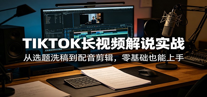 TIKTOK长视频解说实战：从选题洗稿到配音剪辑，零基础也能上手-lanti云网创