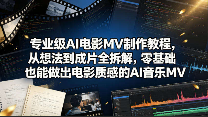 专业级AI电影MV制作教程,从想法到成片全拆解,零基础也能做出电影质感的AI音乐MV-lanti云网创