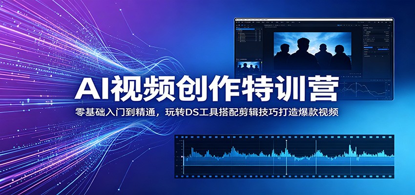 AI视频创作特训营：零基础入门到精通，玩转DS工具搭配剪辑技巧打造爆款视频-lanti云网创