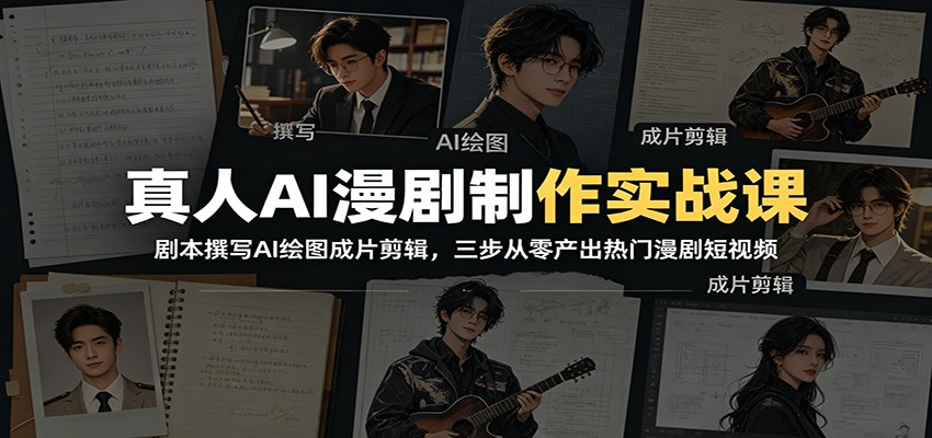 真人AI漫剧制作实战课:剧本撰写AI绘图成片剪辑,三步从零产出热门漫剧短视频-lanti云网创