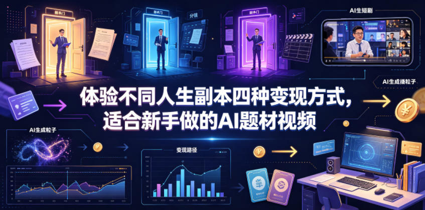 体验不同人生副本四种变现方式，适合新手做的AI题材视频-lanti云网创