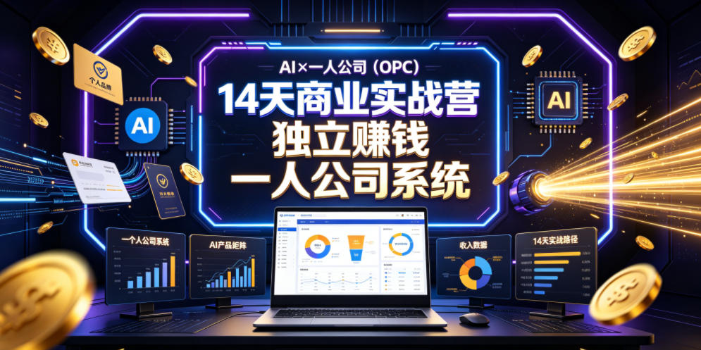 AI×一人公司(OPC)14天商业实战营,用AI帮你搭建一个属于你自己的、能独立賺钱的一人公司系统 1 AI×一人公司(OPC)14天商业实战营,用AI帮你搭建一个属于你自己的、能独立賺钱的一人公司系统