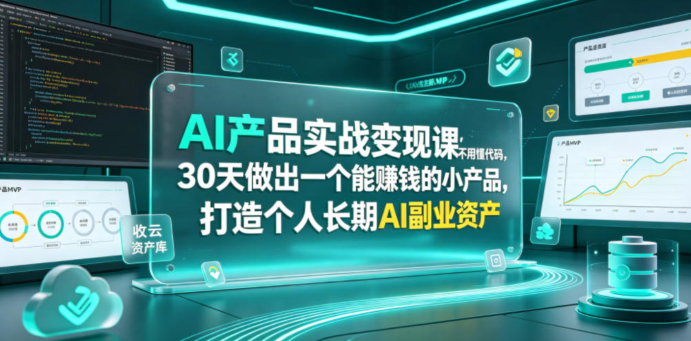 AI产品实战变现课,不用懂代码,30天做出一个能賺钱的小产品,打造个人长期AI副业资产-lanti云网创