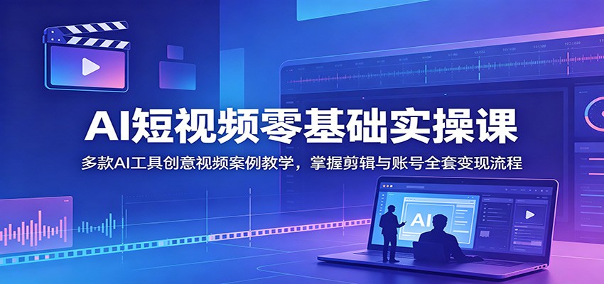 AI短视频零基础实操课：多款AI工具创意视频案例教学，掌握剪辑与账号全套变现流程-lanti云网创