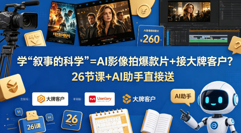 学《叙事的科学》=AI影像拍爆款片+接大牌客户？26节课+AI助手直接送【原创双语字幕】-lanti云网创