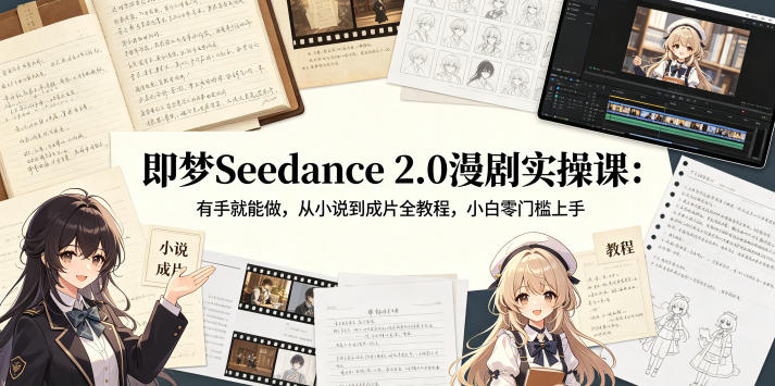即梦Seedance 2.0漫剧实操课：有手就能做，从小说到成片全教程，小白零门槛上手-lanti云网创