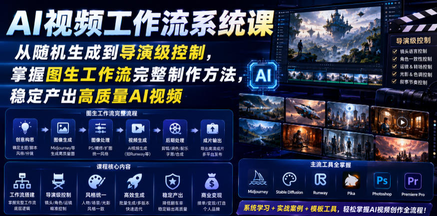 AI视频工作流系统课，从随机生成到导演级控制，掌握图生工作流完整制作方法，稳定产出高质量AI视频-lanti云网创