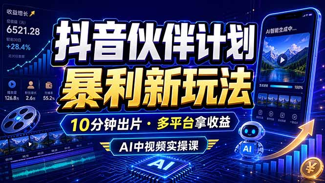抖音伙伴计划最新玩法,无需配音剪辑,10分钟出一条原创视频,轻松日入三位数 1 ec87f4934325d7f90e609950c5a428f8