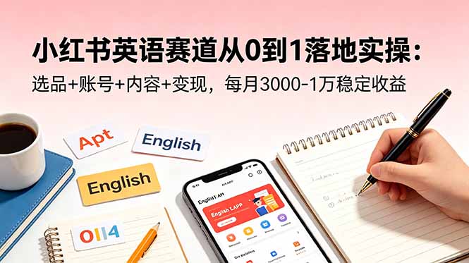 小红书英语赛道从0到1落地实操:选品+账号+内容+变现,每月3000-1万稳定收益-lanti云网创