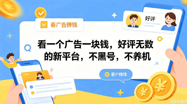 看一个广告一块钱,好评无数的新平台,不黑号,不养机,一撸几十块钱还是不错的【揭秘】 1 看一个广告一块钱,好评无数的新平台,不黑号,不养机,一撸几十块钱还是不错的【揭秘】