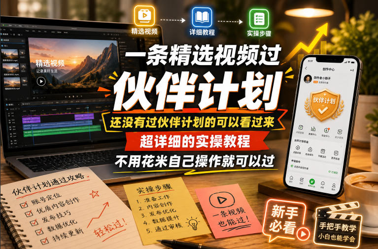 一条精选视频过伙伴计划，还没有过伙伴计划的可以看过来，超详细的实操教程，不用花米自己操作就可以过-lanti云网创