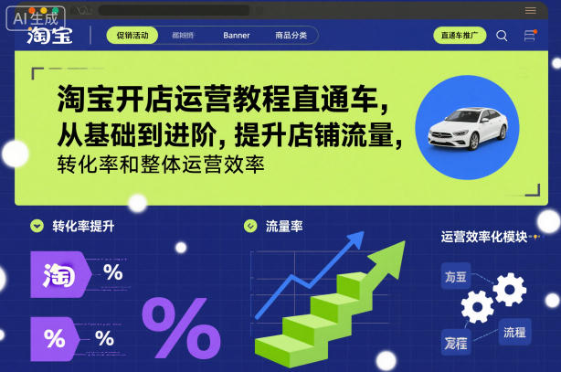 淘宝开店运营教程直通车，从基础到进阶，提升店铺流量，转化率和整体运营效率(更新26年4月20日)-lanti云网创