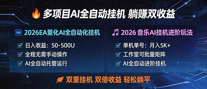 多项目AI自动挂机玩法：双重挂机，双倍收益，轻松躺平-lanti云网创