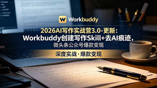 2026AI写作实战营3.0-更新：Workbuddy创建写作Skill+去AI痕迹，微头条公众号爆款变现 - LanTi云网创-lanti云网创