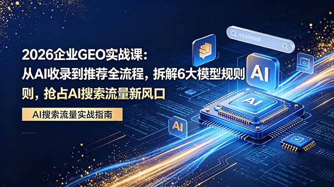 2026 企业GEO实战课：从AI收录到推荐全流程，拆解6大模型规则，抢占 AI 搜索流量新风口-lanti云网创