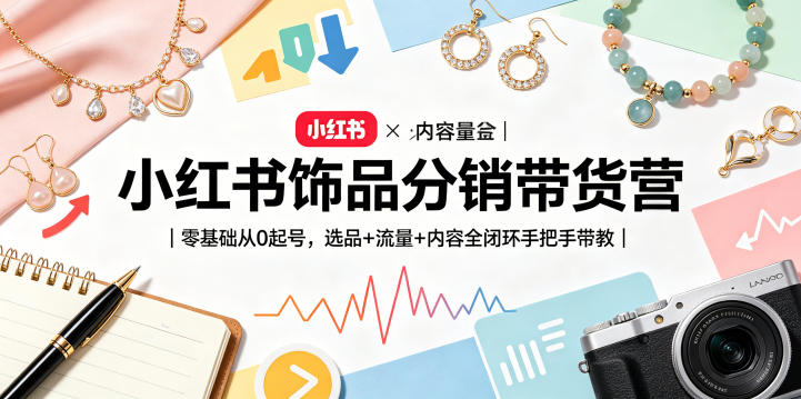小红书饰品分销带货营｜零基础从0起号，选品+流量+内容全闭环手把手带教-lanti云网创