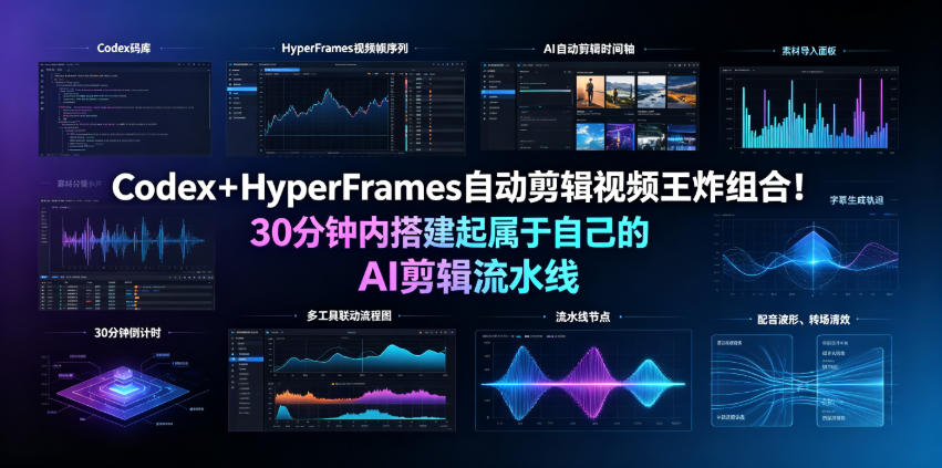 Codex＋HyperFrames自动剪辑视频王炸组合！30分钟内搭建起属于自己的AI剪辑流水线(完整版实操教程手册)-lanti云网创