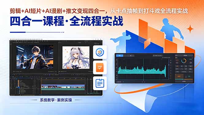 剪辑+AI短片+AI漫剧+推文变现四合一，从卡点抽帧到打斗戏全流程实战-lanti云网创