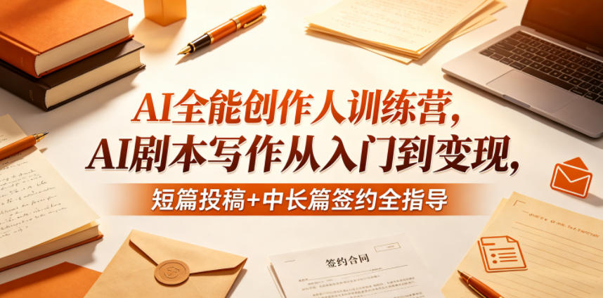 AI全能创作人训练营，AI剧本写作从入门到变现，短篇投稿+中长篇签约全指导-lanti云网创
