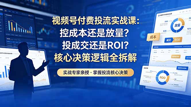 视频号付费投流实战课-5月：控成本还是放量？投成交还是ROI？核心决策逻辑全拆解-lanti云网创