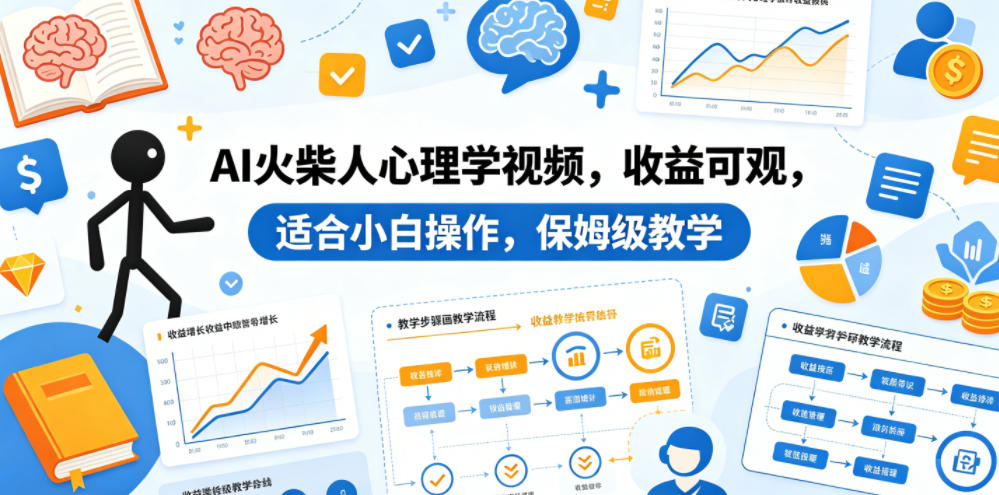 AI火柴人心理学视频，收益可观，适合小白操作，保姆级教学-lanti云网创