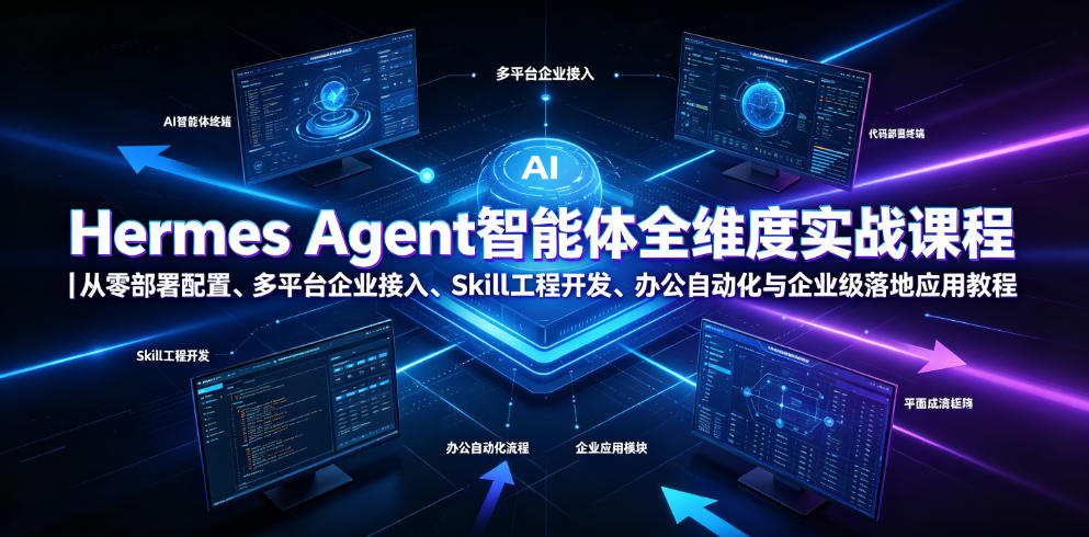 Hermes Agent智能体全维度实战课程｜从零部署配置、多平台企业接入、Skill工程开发、办公自动化与企业级落地应用教程-lanti云网创