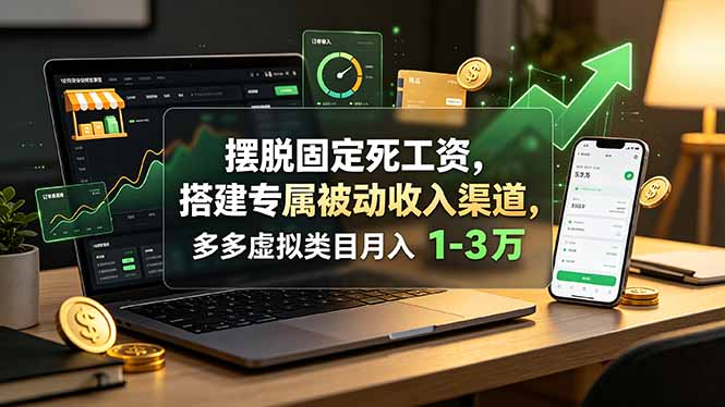 摆脱固定死工资，搭建专属被动收入渠道，多多虚拟类目月入 1-3 万-lanti云网创
