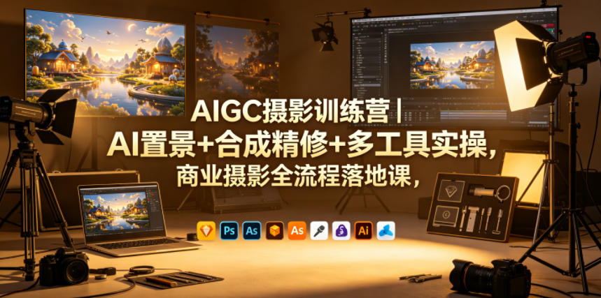 AIGC摄影训练营｜AI置景+合成精修+多工具实操，商业摄影全流程落地课-lanti云网创