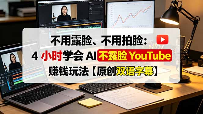 不用露脸、不用拍脸：4 小时学会 AI 不露脸 YouTube 赚钱玩法【原创双语字幕】-lanti云网创