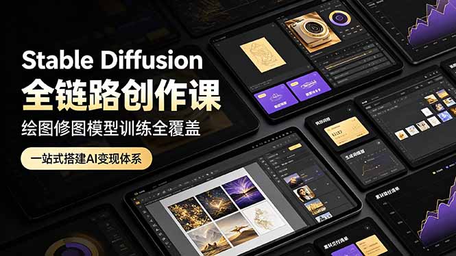 Stable Diffusion全链路创作课，绘图修图模型训练全覆盖，一站式搭建AI变现体系-lanti云网创