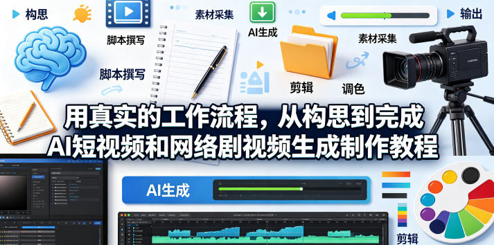 用真实的工作流程，从构思到完成AI短视频和网络剧视频生成制作教程-中英字幕-lanti云网创