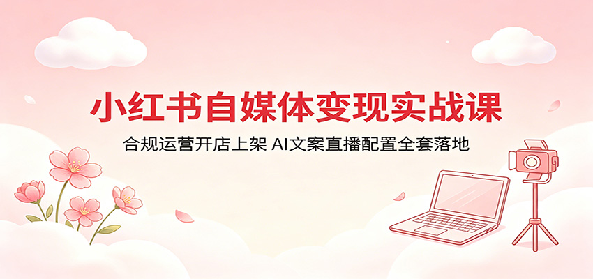 小红书自媒体变现实战课：合规运营开店上架，AI文案直播配置全套落地-lanti云网创