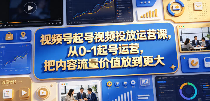 视频号起号视频投放运营课，从0-1起号运营，把内容流量价值放到更大-lanti云网创