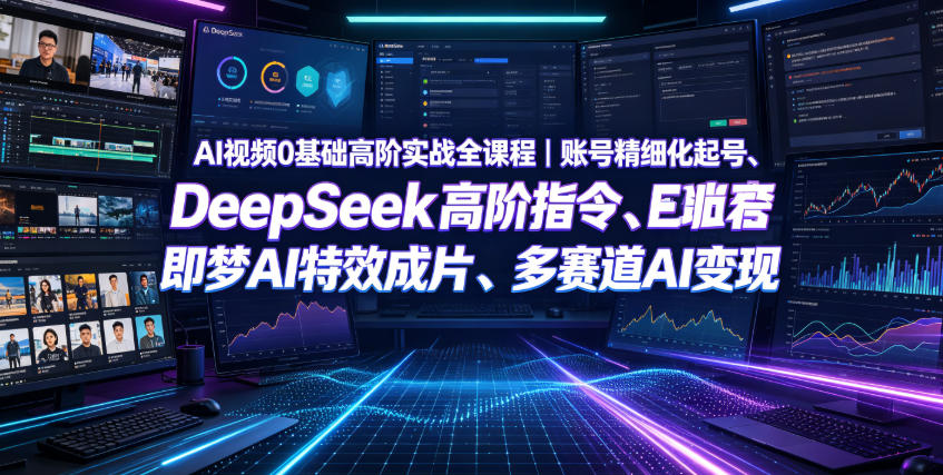 AI视频0基础高阶实战全课程｜账号精细化起号、DeepSeek高阶指令、即梦AI特效成片、多赛道AI短视频量产变现-lanti云网创