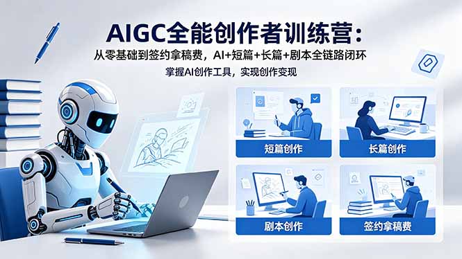 AIGC全能创作者训练营：从零基础到签约拿稿费，AI+短篇+长篇+剧本全链路闭环-lanti云网创