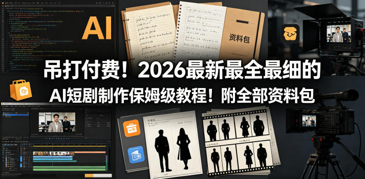 吊打付费！2026最新最全最细的AI短剧制作保姆级教程！附全部资料包-lanti云网创