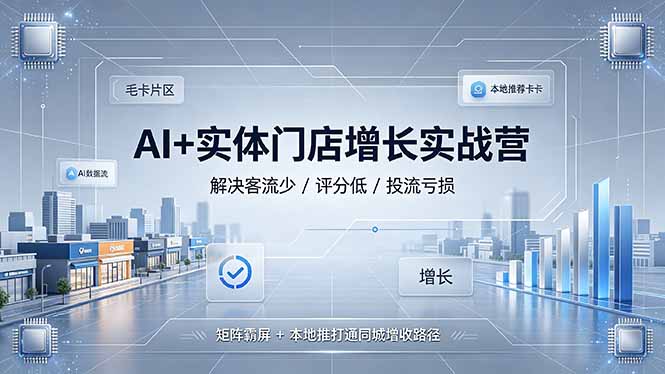 AI+实体门店增长实战营，解决客流少/评分低/投流亏损；矩阵霸屏+本地推打通同城增收路径-lanti云网创