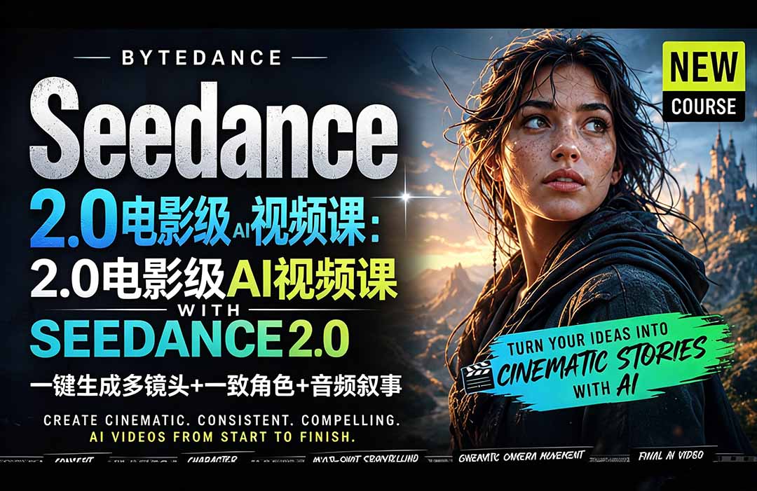 Seedance 2.0电影级AI视频课：一键生成多镜头+一致角色+音频叙事-lanti云网创